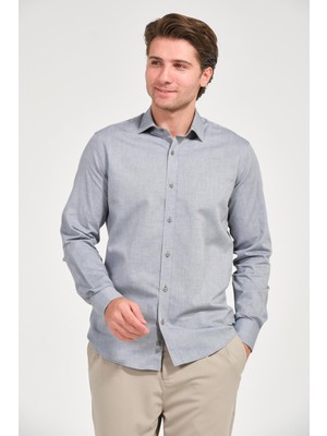 Erkek Füme Comfort Fit Uzun Kollu Gömlek
