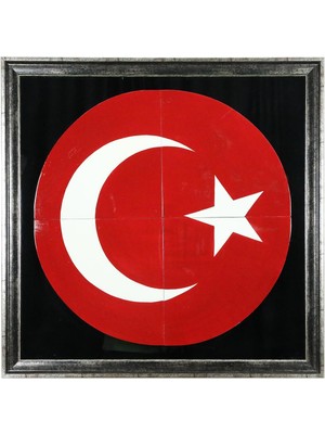 E38 El Işçiliği Aynalı Ay Yıldız  Çini Işleme Tablo 100X100 cm  ( 35 Kğ ) - 6364