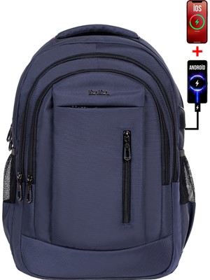 Unisex Okul Sırt Çantası Büyük Boy Çok Gözlü USB Type-C Su Geçirmez Oxford Kumaş Lise Üniversite