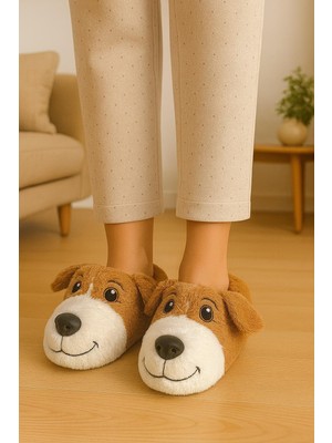 Unisex Yetişkin Köpek Figürlü Peluş Panduf Ev Pandufu Ev Botu