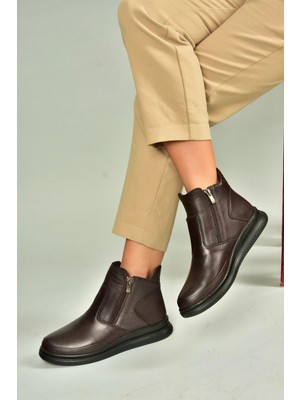 V555070903 Kahverengi Hakiki Deri Kadın Bot