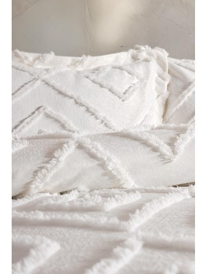 Bohera Tek Kişilik Yatak Örtüsü Ekru