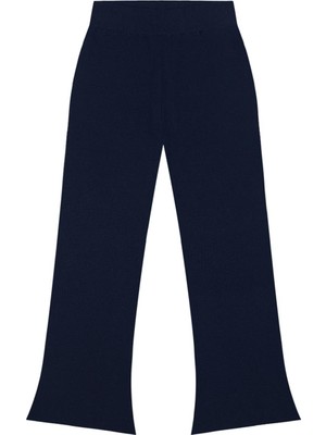 Antebies Lacivert Beli Lastikli İspanyol Paça Triko Kız Çocuk Tayt