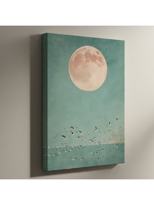 Ay Işığında Kuşlar Soyut Sanat Tablosu