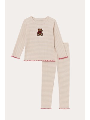 Katia & Bony Kadın Teddy Desenli Pijama Takımı Ekru