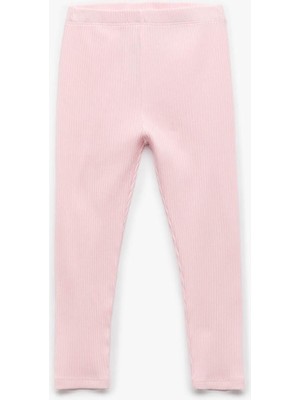 Koton Pamuklu Beli Lastikli Ribanalı Basic Pembe Kız Bebek Tayt 6WMG40016AK