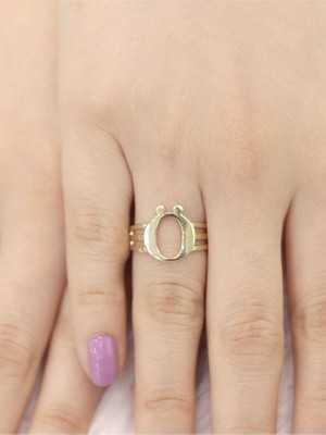 14 Ayar Altın Kaburga Ö Harfli Yüzük