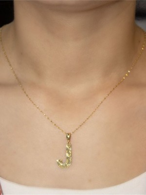 ZEYNEPLİ GOLD 14 Ayar Altın Büyük Füzyon J Harfli Kolye