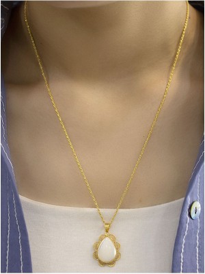 14 Ayar Altın Mardin Işi Doğal Taşlı Kolye