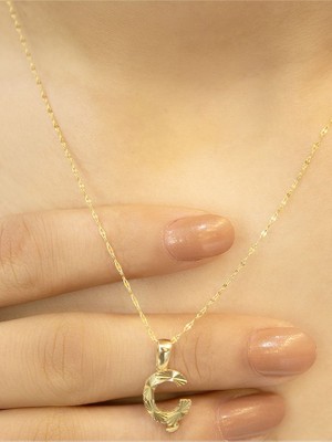 ZEYNEPLİ GOLD 14 Ayar Altın Küçük Füzyon Ç Harfli Kolye