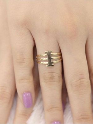 14 Ayar Altın Kaburga I Harfli Yüzük