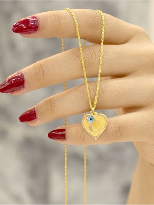 14 Ayar Altın Kalpli C Harfli Kolye