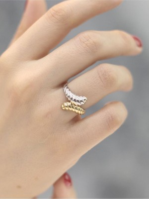 14 Ayar Altın Çift Renk Worm Yüzük