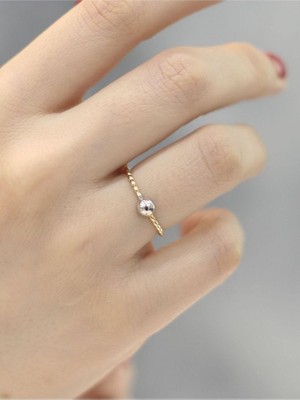 14 Ayar Altın Tek Top Ince Yüzük