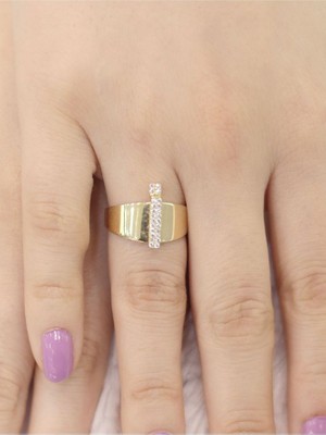 14 Ayar Altın Büyük I Harfli Taşlı  Yüzük