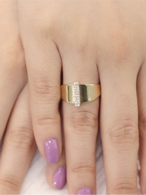 14 Ayar Büyük I Harfli Taşlı Yüzük