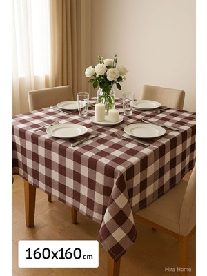 Mira Home Kareli Masa Örtüsü Sofra Bezi 160X160 cm Happytime