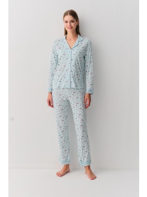 Suwen Young Mother Gömlek Yaka Pijama Takımı