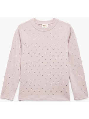 Koton Pamuklu Uzun Kollu Kız Çocuk T-Shirt Açık Pembe 5 - 6 Yaş Standart Kol Rahat Kalıp