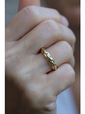 14 Ayar Altın Yuvarlak Kenarlı Gurmet Yüzük