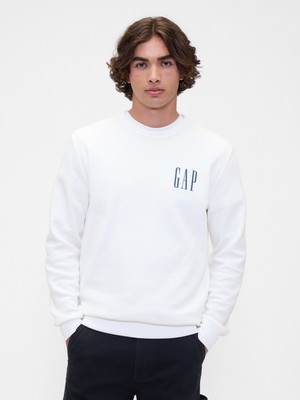 Gap Erkek Beyaz Gap Logo Fleece Sweatshirt