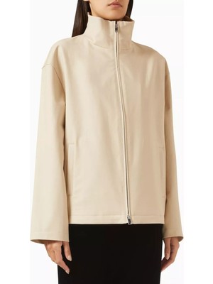 Bomber Ceket, Italyan Pima Pamuk, Şık Spor Stil, Açık Bej