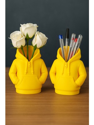 Kapüşonlu Mont Şeklinde Dekoratif Hoodie Tasarım Kalemlik Çiçeklik Ev Dekor Masa Süsü