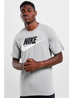 Nike Sportswear Futura Swoosh Logo Tee T Shirt Unisex Baskılı Tişört Gri