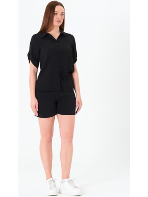Ayrobin Kısa Kollu  Gömlek Siyah