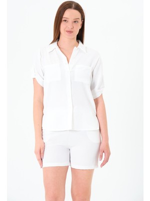 Ayrobin Kısa Kollu  Gömlek Ekru