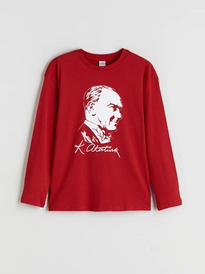 Lcw Kids Bisiklet Yaka Atatürk Baskılı Erkek Çocuk Tişört  (W5)
