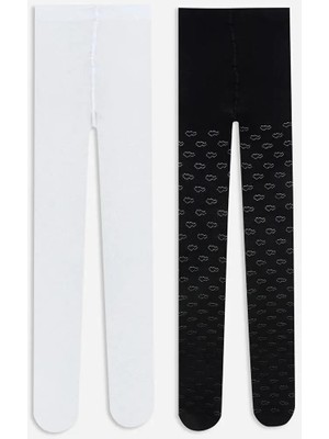 Desenli Kız Çocuk Külotlu Çorap 2'li  (W5)