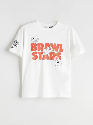 Bisiklet Yaka Brawl Stars Baskılı Erkek Çocuk Tişört  (W5)