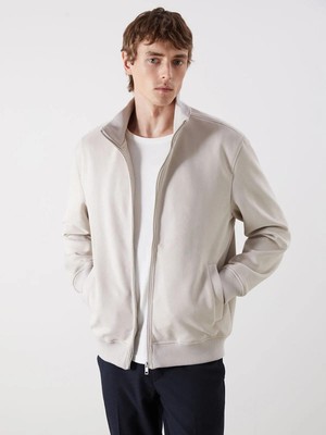 Standart Kalıp Dik Yaka Süet Erkek Mont  (W5)