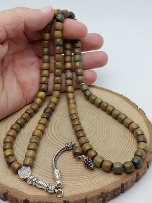 Yeşil Sandal Ağacı Kapsül Kesim 99LUK Tesbih 7*8mm (56606)