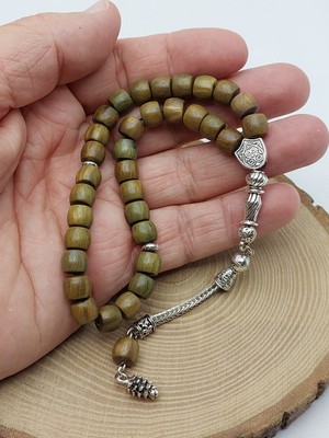 Yeşil Sandal Ağacı Kapsül Kesim 33LÜK Tesbih 7*8mm (56606)