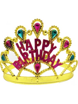 Altın Renk Happy Birthday Doğum Günü Tacı