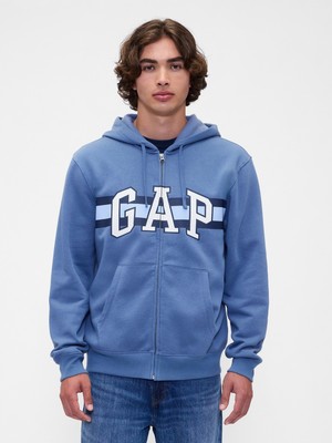 Gap Erkek Mavi Relaxed Gap Logo Fermuarlı Sweatshirt