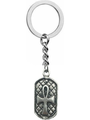 Desenli Antik Haç Künye Metal Anahtarlık – Unisex Vintage & Gotik Aksesuar