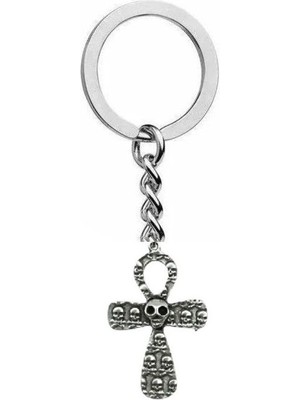 Işlemeli Ankh Sembolü Metal Anahtarlık – Unisex Antik & Gotik Aksesuar