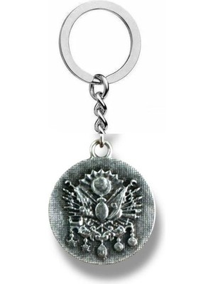 Osmanlı Tuğrası Figürlü Metal Anahtarlık – Gümüş Renk Unisex Tarihî Aksesuar