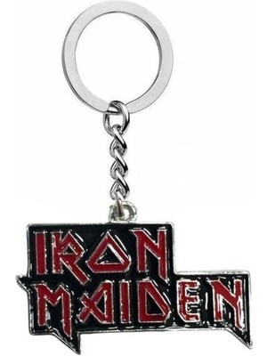 Iron Maiden Logolu Metal Anahtarlık – Kırmızı Renk | Unisex Rock & Metal Aksesuarı