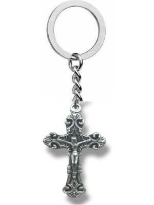 Hz. Isa Figürlü Antik Haç Metal Anahtarlık – Unisex Dini & Vintage Aksesuar