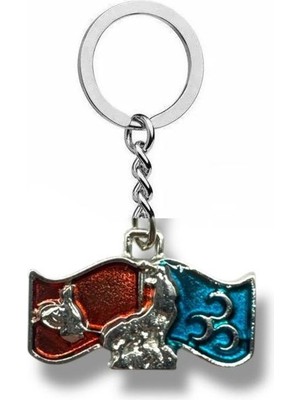 Bozkurt, Hilal ve Osmanlı Tuğrası Figürlü Türkiye Haritası Anahtarlık – Unisex Metal Aksesuar