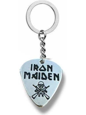Iron Maiden Metal Grubu Pena Şeklinde Çift Taraflı Rock Işaretli Metal Anahtarlık