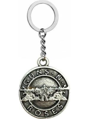 Guns N' Roses Yuvarlak Figürlü Metal Anahtarlık – Rock Metal Unisex Aksesuar