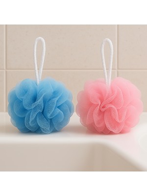 İlaslan Kozmetik Puf Banyo Lifi Yoğun Köpük Etkisi Cildi Arındırır ve Canlandırır Pembe & Mavi ( 2 Adet )