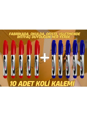 Doldurulabilir Tahta Kalemi 10'lu Set (Kırmızı - Siyah) Koli Kalemi