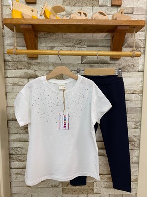 Ays Bebe Tişört + Kapri Tayt Kız Çocuklar Için Yazlık Takım