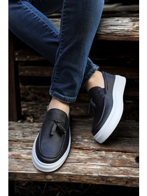 Derije Erkek Loafer Ayakkabı Siyah/beyaz MN127
